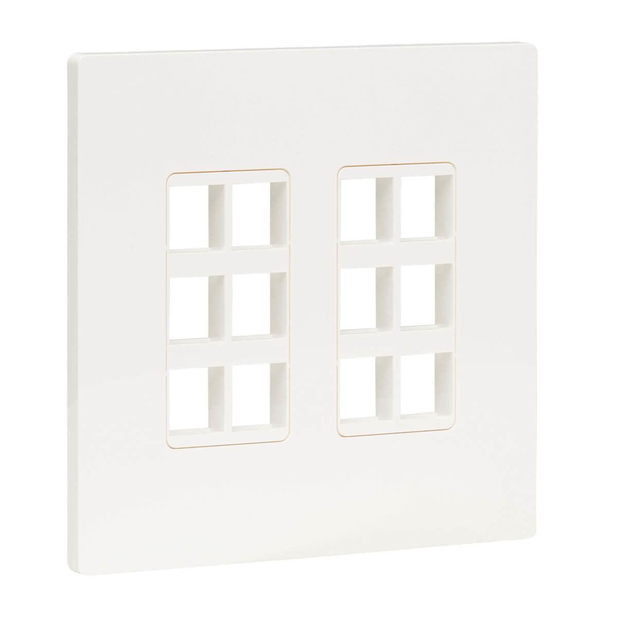 Tripp Lite N080-212 12-Port Keystone Double-Gang Faceplate, White, Taa