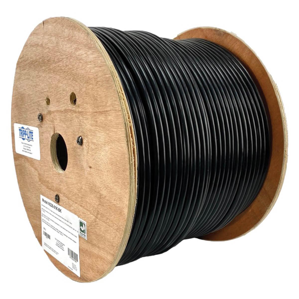 Tripp Lite N228-01K-Bk Cat6/Cat6E 600 Mhz Solid-Core Direct-Burial Outdoor-Rated Utp Bulk Ethernet Cable - Black, 1,000 Ft. (304.8 M)