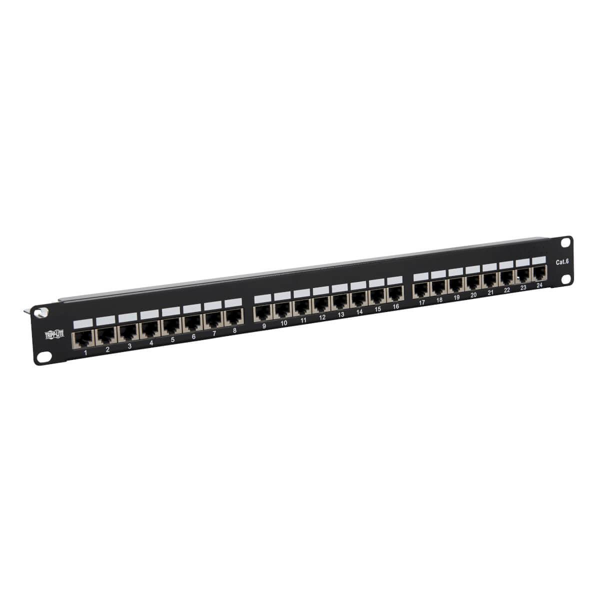 Tripp Lite N252-024-Sh-K Cat5E/Cat6 24-Port Patch Panel - Shielded, Krone Idc, 568B, Rj45 Ethernet, 1U, Taa