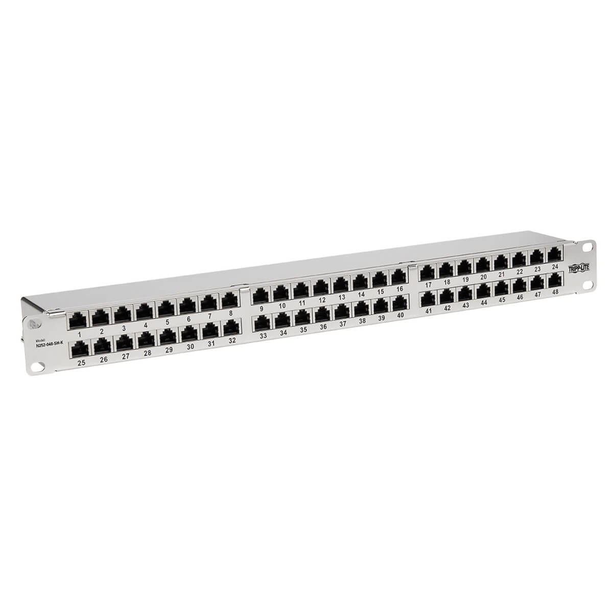 Tripp Lite N252-048-Sh-K Cat5E/Cat6 48-Port Patch Panel - Shielded, Krone Idc, 568A/B, Rj45 Ethernet, 1U Rack-Mount, Taa