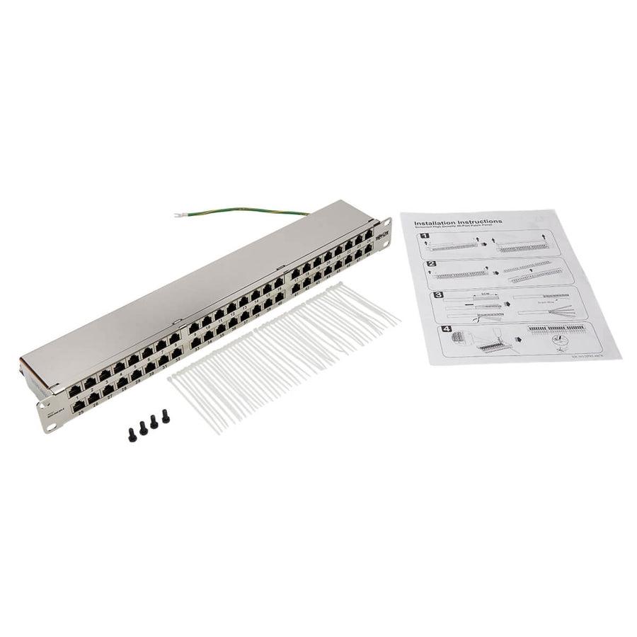 Tripp Lite N252-048-Sh-K Cat5E/Cat6 48-Port Patch Panel - Shielded, Krone Idc, 568A/B, Rj45 Ethernet, 1U Rack-Mount, Taa