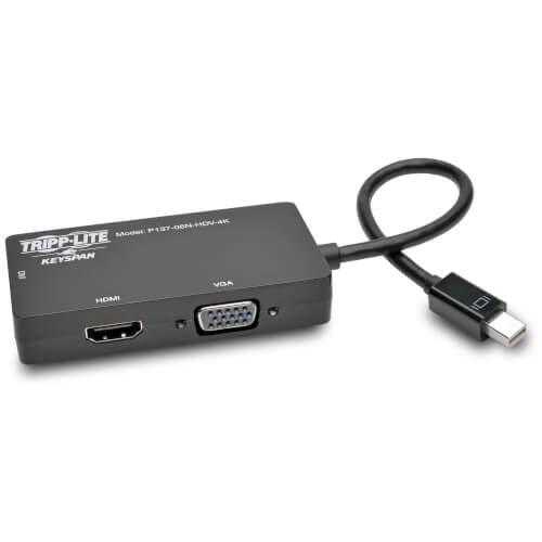 Tripp Lite P137-06N-Hdv-4K Keyspan Mini Displayport To Vga/Dvi/Hdmi All-In-One Video Converter Adapter, 4K 30Hz Hdmi, Dp1.2, Black, 6-In. (15.24 Cm)