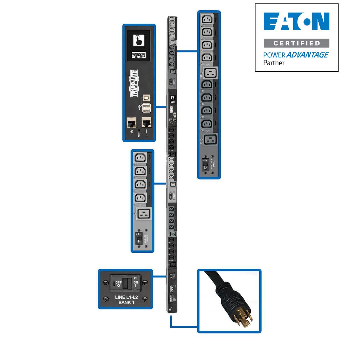 Tripp Lite Pdu3Evsr10L1530 Power Distribution Unit (Pdu) 30 Ac Outlet(S) 0U Black, Grey