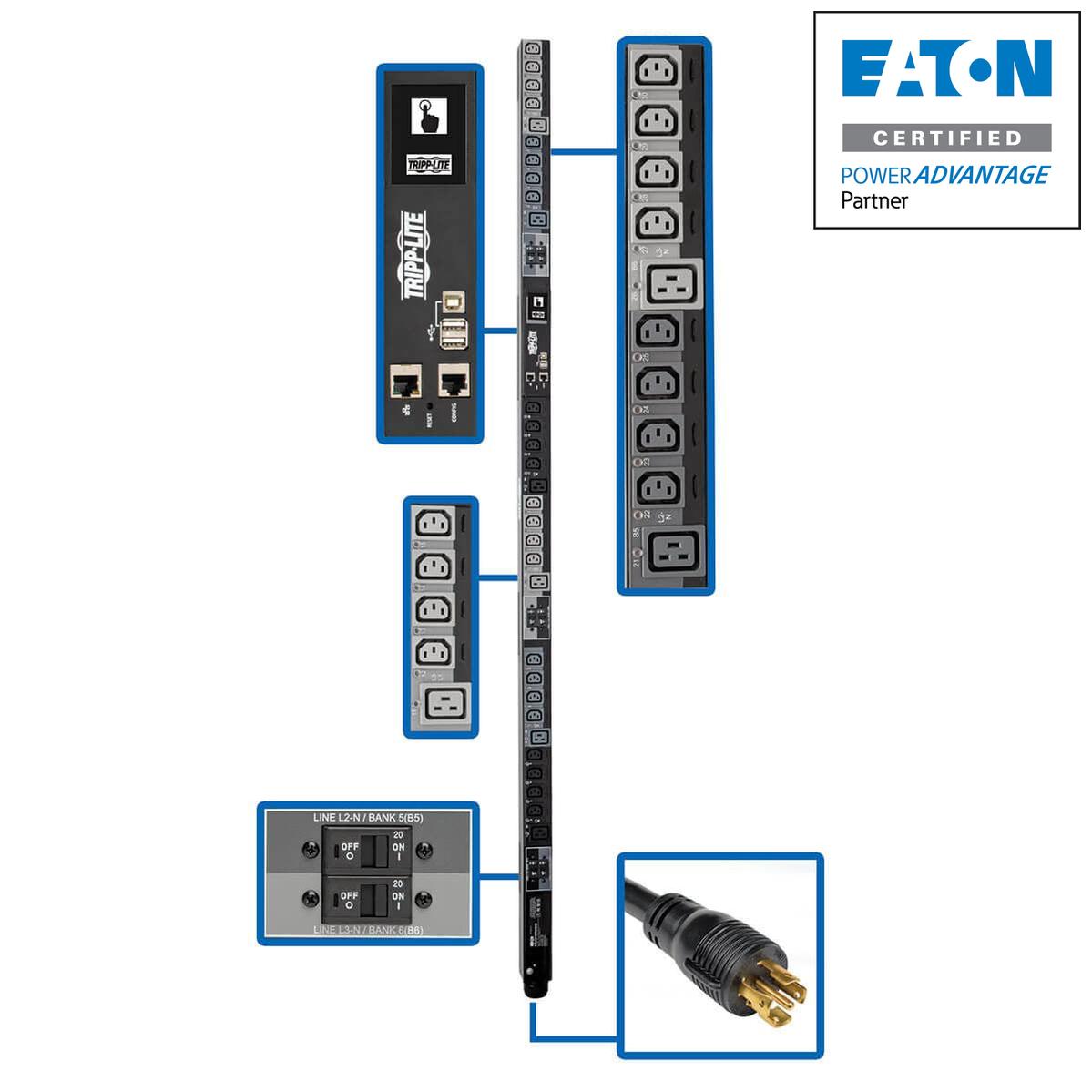 Tripp Lite Pdu3Xevsr6L230B Power Distribution Unit (Pdu) 30 Ac Outlet(S) 0U Black