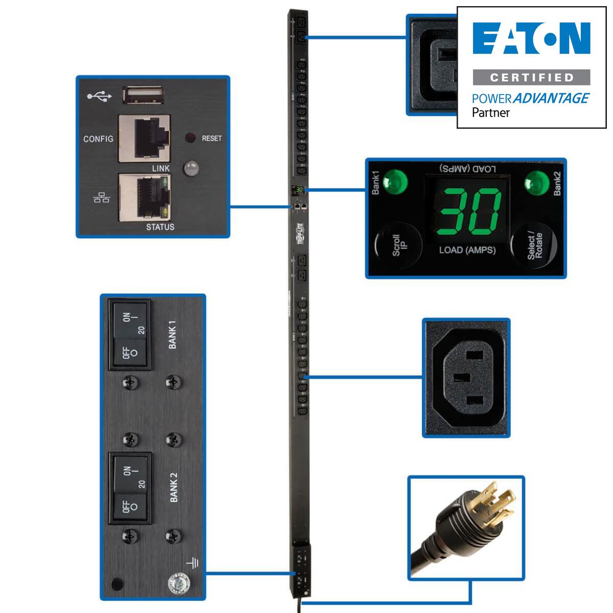 Tripp Lite Pdumv30Hvnetlx Power Distribution Unit (Pdu) 24 Ac Outlet(S) 0U Black