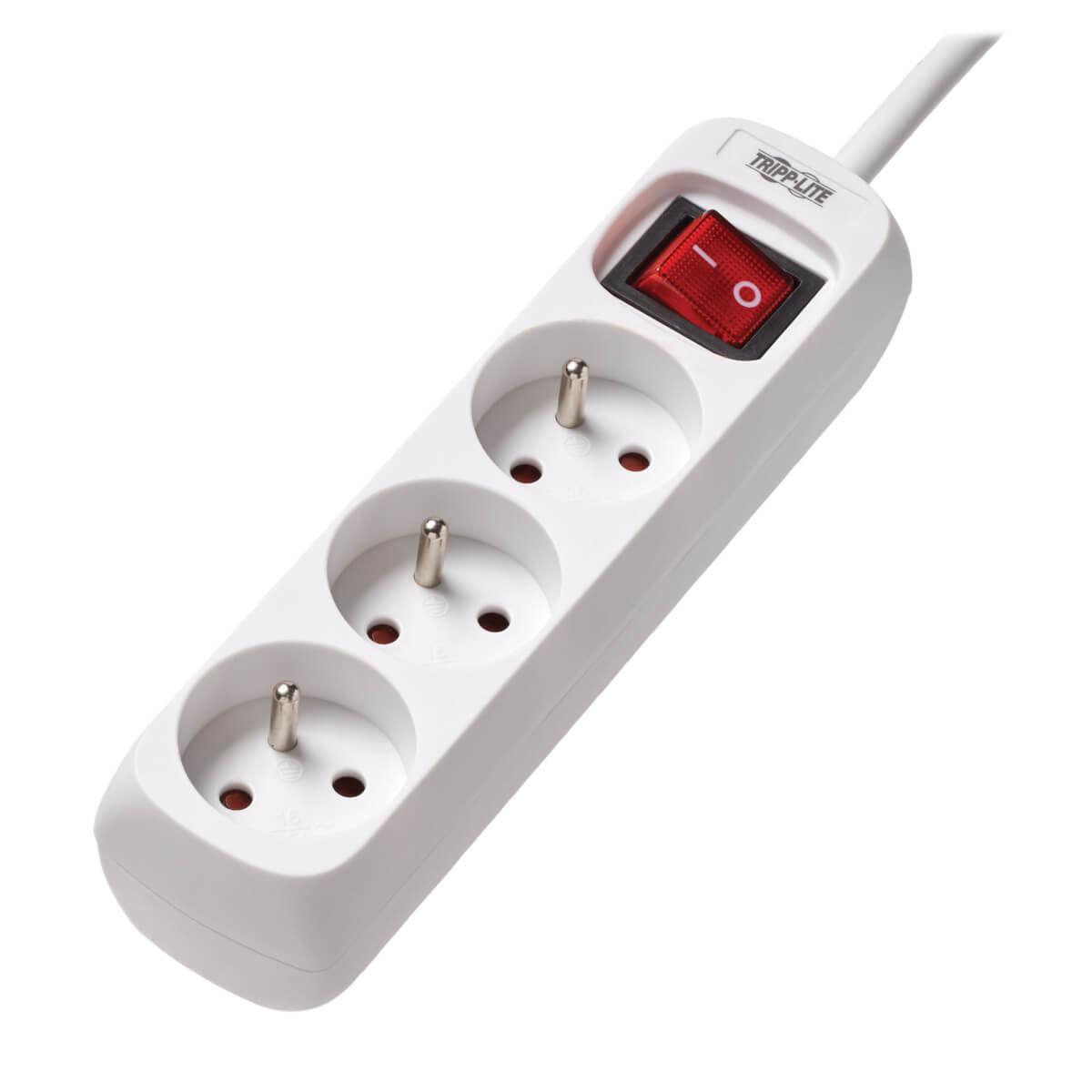 Tripp Lite Ps3F15 3-Outlet Power Strip - French Type E Outlets, 220-250V Ac, 16A, 1.5 M Cord, Type E Plug, White
