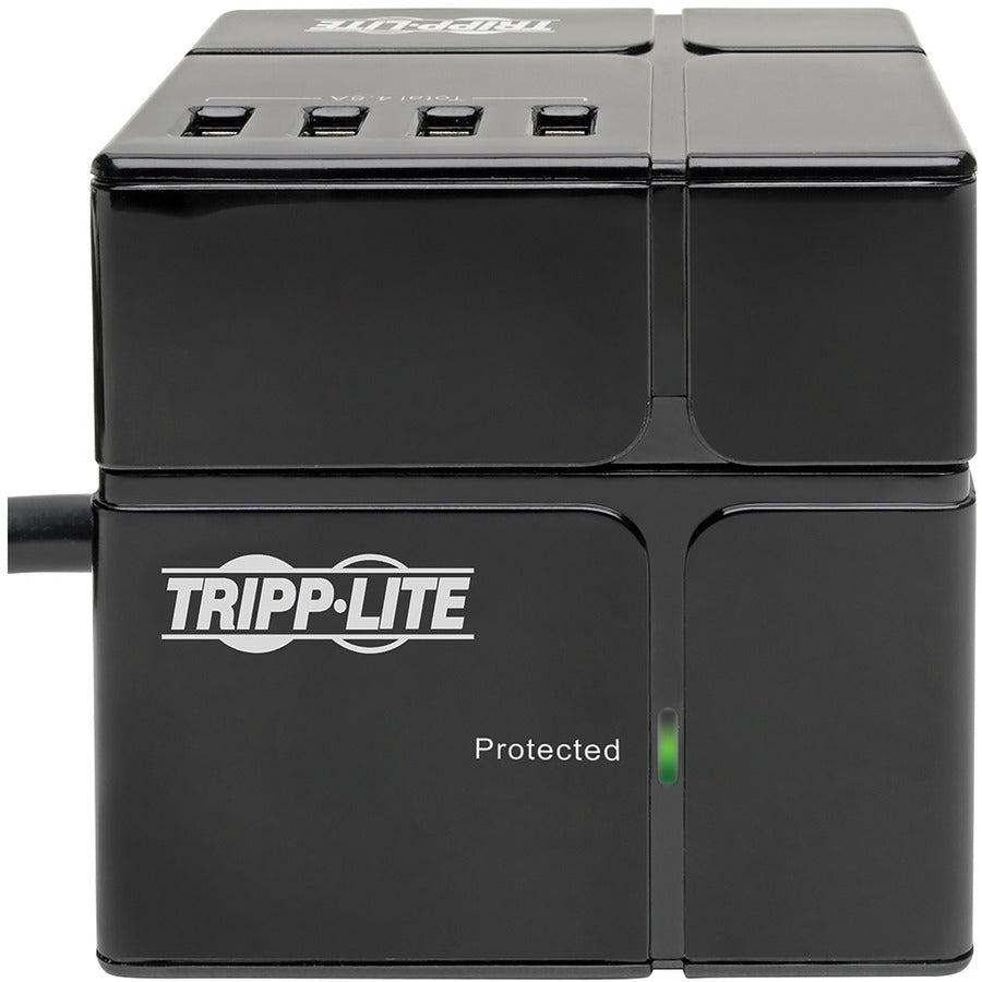 Tripp Lite Protect It! 3-Outlet Power Cube Surge Protector - 6 Usb-A Ports (7.2A Shared), 6 Ft. Cord, 540 Joules, Black