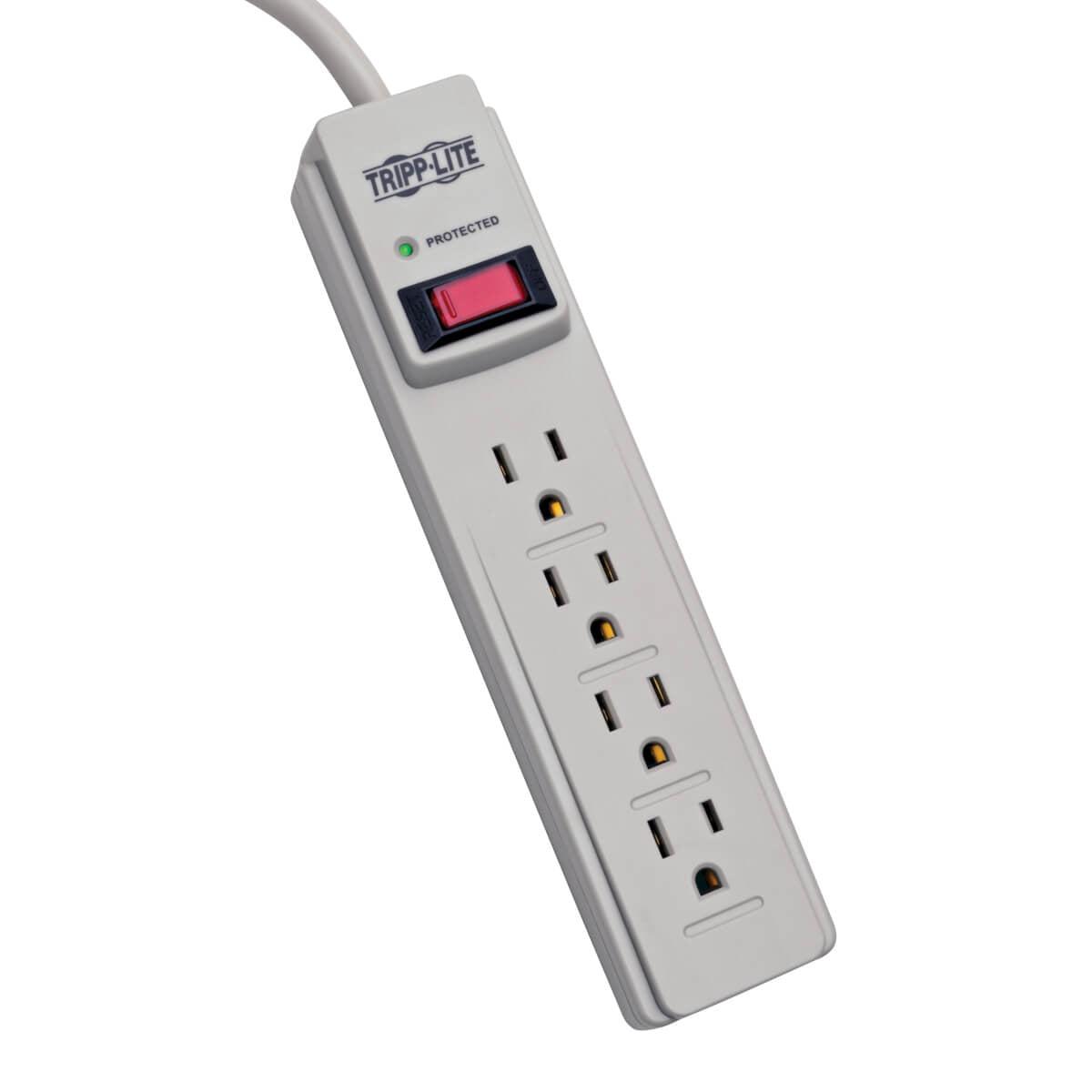 Tripp Lite Protect It! 4-Outlet Home Computer Surge Protector Strip, 4-Ft Cord, 450 Joules