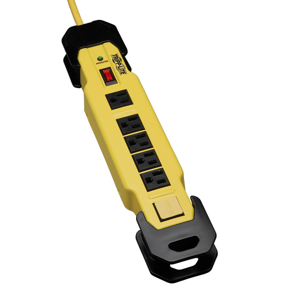 Tripp Lite Protect It! 6-Outlet Industrial Safety Surge Protector, 9-Ft. Cord, 1500 Joules, Cord Wrap, Hang Holes