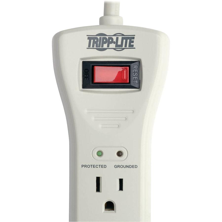 Tripp Lite Protect It! 7-Outlet Surge Protector, 7 Ft. Cord With Right-Angle Plug, 2160 Joules, Diagnostic Leds, Light Gray Housing