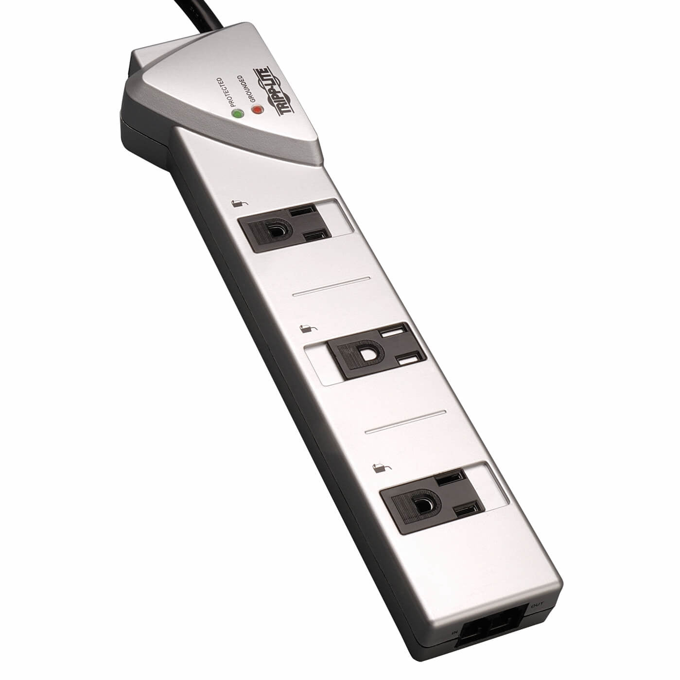 Tripp Lite Protect It! 7-Outlet Surge Protector, 7-Ft. Cord, 1080 Joules, Tel/Modem Protection, Silver Housing