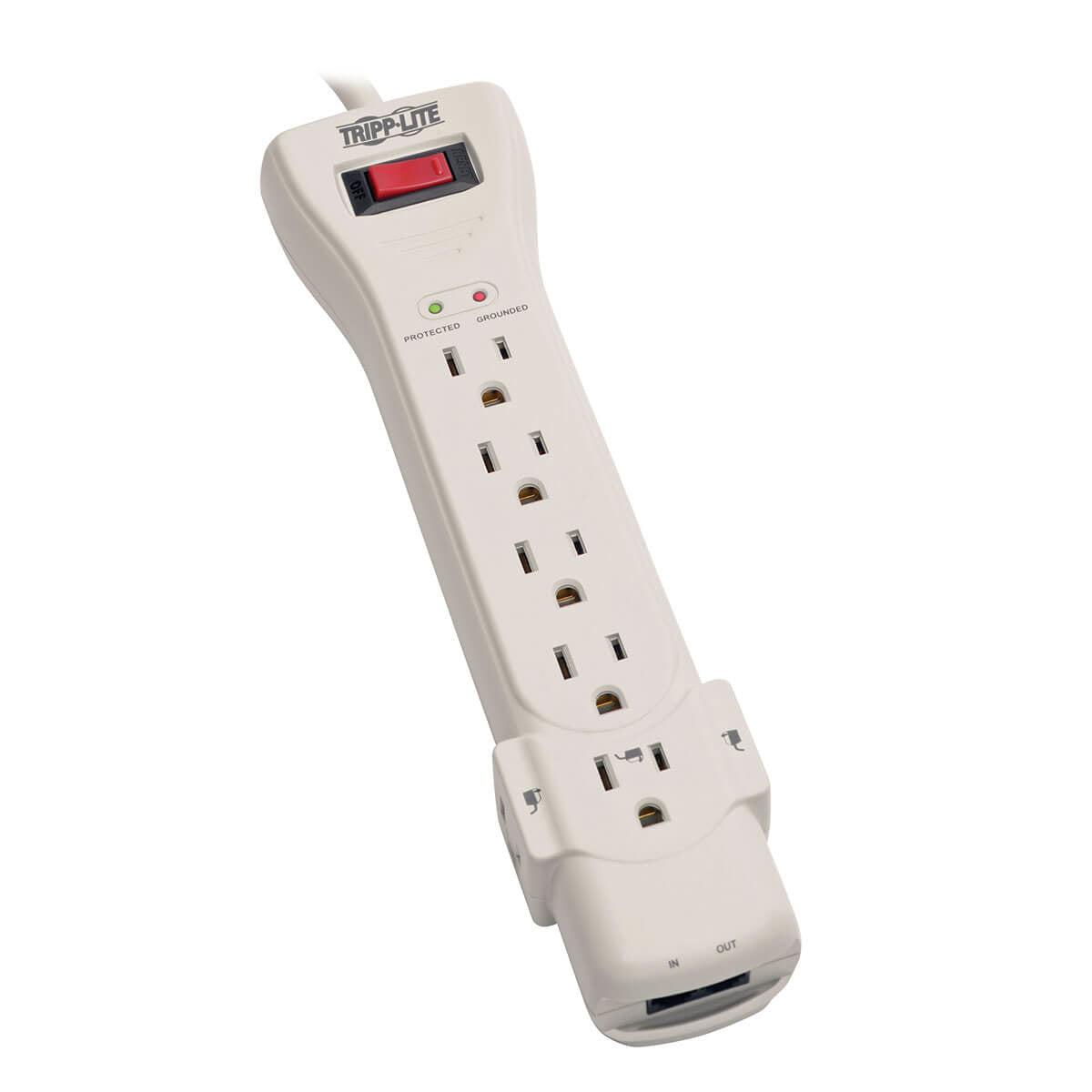 Tripp Lite Protect It! 7-Outlet Surge Protector, 7-Ft. Cord, 2520 Joules, Fax/Modem Protection, Rj11