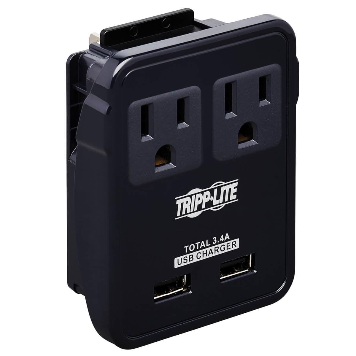 Tripp Lite Sk2Utravam Safe-It 2-Outlet Universal Travel Charger - 5-15R Outlets, 2 Usb Ports, Direct