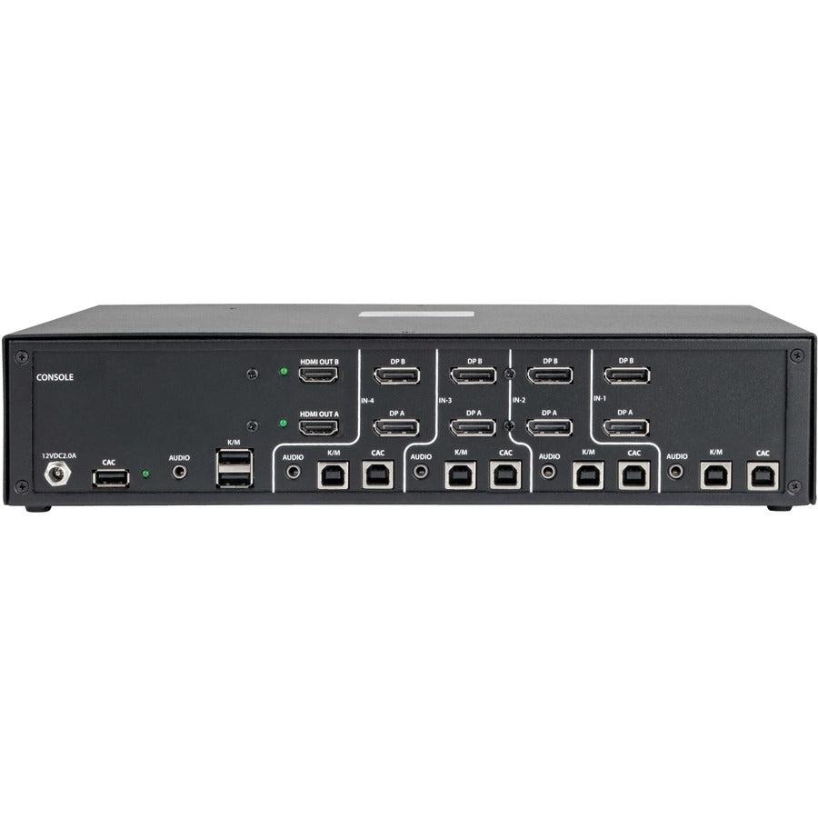 Tripp Lite Secure Kvm Switch, Hdmi To Displayport, Dual Monitor - 4-Port, 4K, Niap Pp3.0 Certified, Audio, Cac, Taa