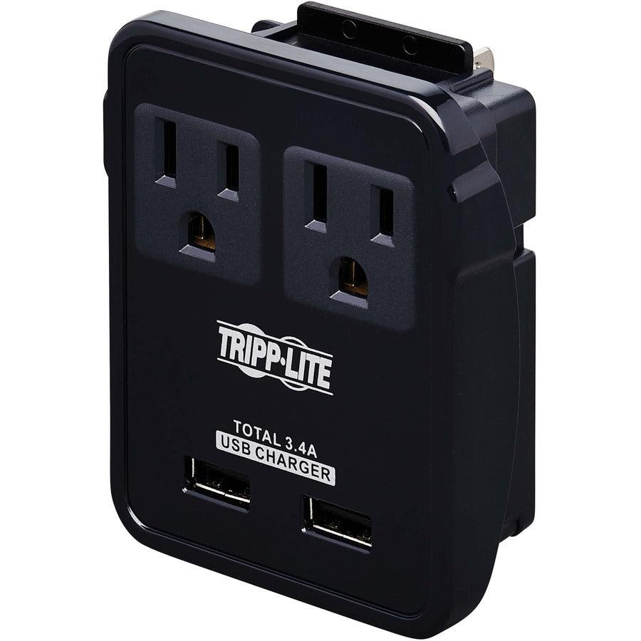 Tripp Lite Sk2Utravam Safe-It 2-Outlet Universal Travel Charger - 5-15R Outlets, 2 Usb Ports, Direct