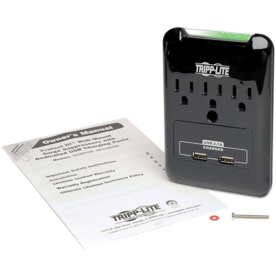 Tripp Lite Sk30Usb Surge Protector Black 3 Ac Outlet(S) 120 V