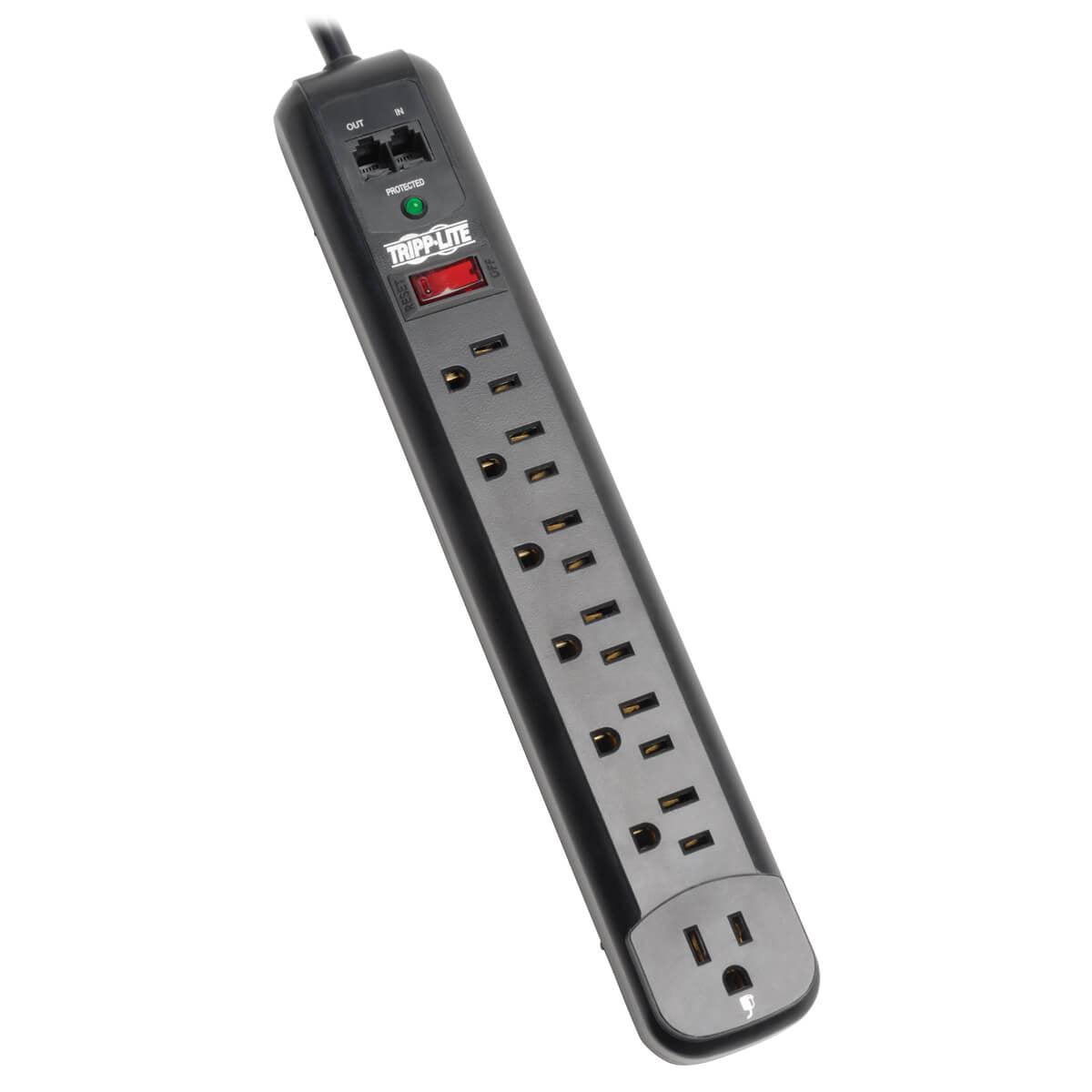 Tripp Lite Tlp76Rbtel Surge Protector Black 7 Ac Outlet(S) 120 V 1.8 M