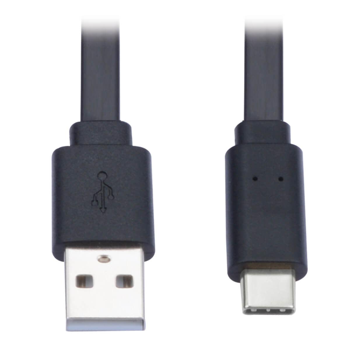 Tripp Lite U038-006-Fl Usb-A To Usb-C Flat Cable - M/M, Usb 2.0, Thunderbolt 3 Compatible, Black, 6 Ft. (1.83 M)