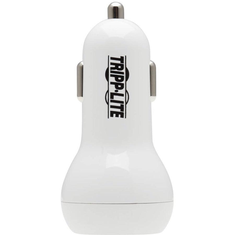 Tripp Lite U280-C02-30W-K Dual-Port Usb Car Charger - 30W Pd Charging, Usb-C (18W) & Usb-A (12W), Usb-C To Lightning Cable, White