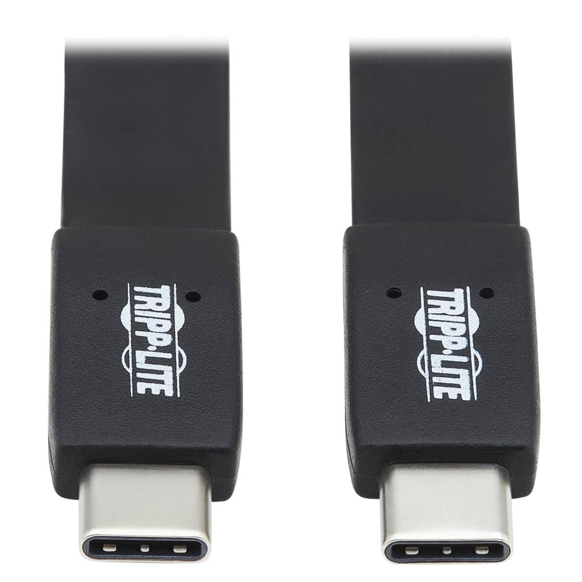 Tripp Lite U420-003-G2-Fl Usb-C Flat Cable (M/M) - Usb 3.1 Gen 2 (10 Gbps), Thunderbolt 3 Compatible, Black, 3 Ft. (0.91 M)