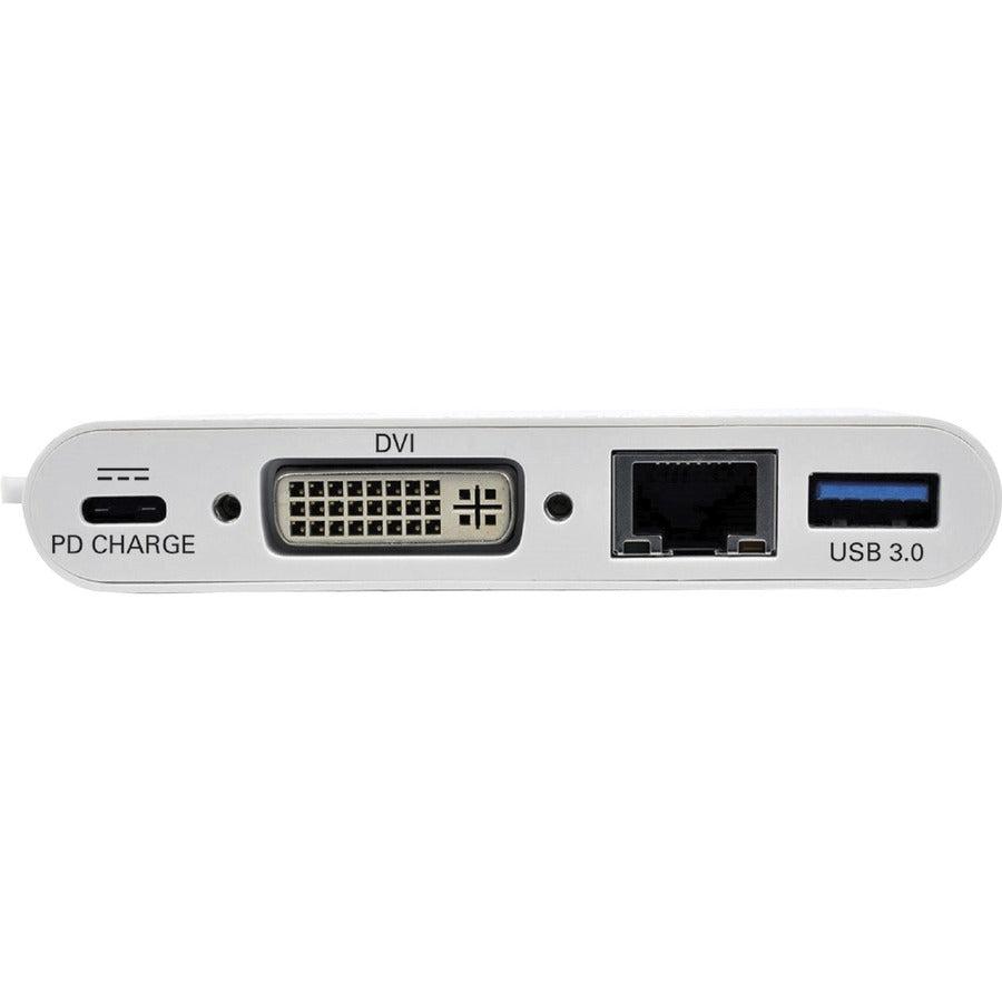 Tripp Lite U444-06N-Dgu-C Usb-C Multiport Adapter, Dvi, Usb-A Port, Gbe And Pd Charging, White