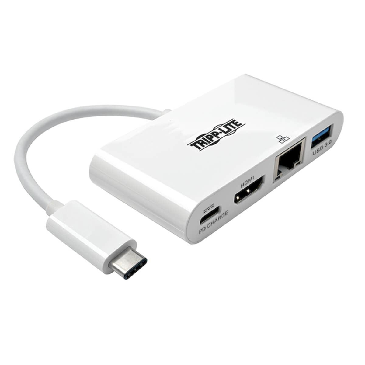Tripp Lite U444-06N-Hgu-C Usb-C Multiport Adapter - Hdmi, Usb 3.0 Port, Gbe, 60W Pd Charging, Hdcp, White