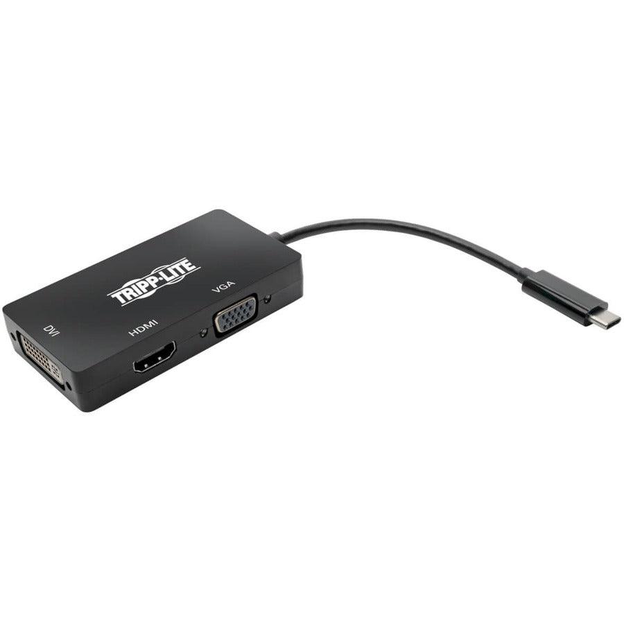 Tripp Lite U444-06N-Hdv4Kb Usb-C Multiport Adapter (M/3Xf) - 4K Hdmi, Dvi, Vga, Hdcp, Black