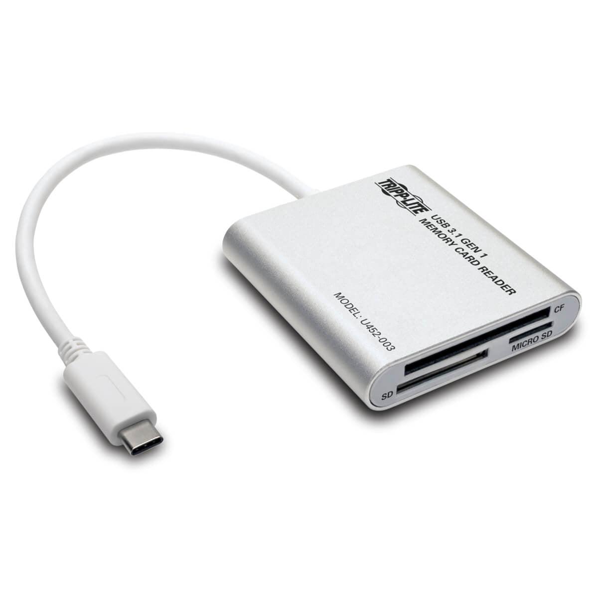 Tripp Lite U452-003 Usb 3.1 Gen 1 Usb-C Multi-Drive Smart-Card Flash-Memory Media Reader/Writer, Thunderbolt 3 Compatible
