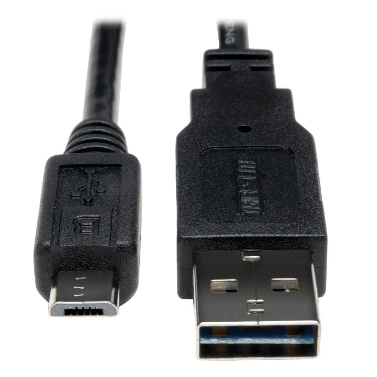 Tripp Lite Ur050-003 Universal Reversible Usb 2.0 Cable (Reversible A To 5Pin Micro B M/M), 3 Ft. (0.91 M)