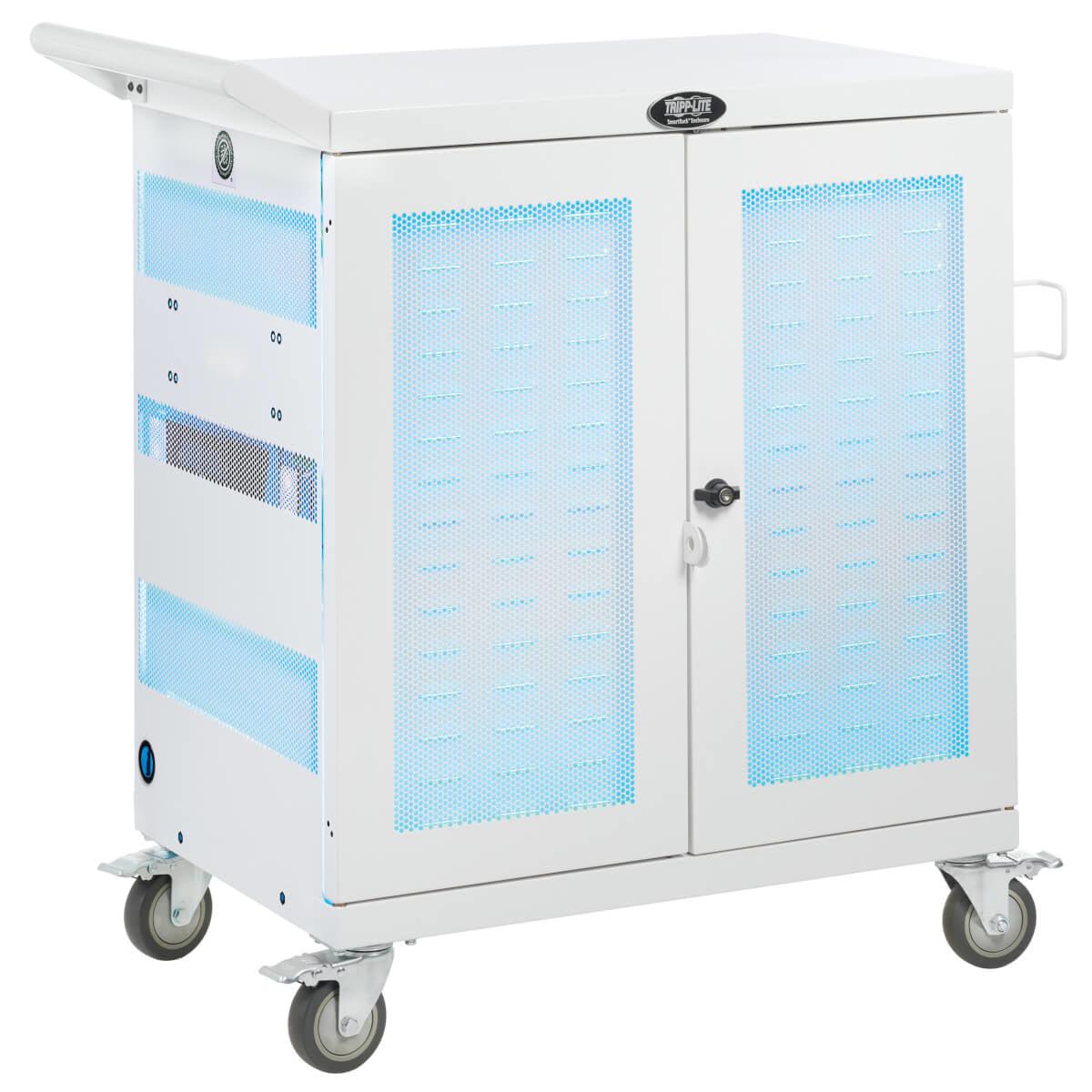 UV Charging Cart Hospital-Grade 32 USB Ports - Antimicrobial Tablet Storage Cart | TecISoft CSC32USBWHG