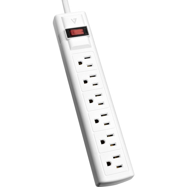 V7 6-Outlet Surge Protector, 8 ft cord, 900 Joules - White SA0608W-9N6