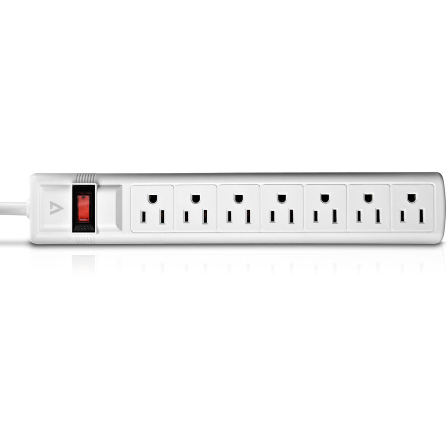 V7 7-Outlet Surge Protector, 12 ft cord, 1050 Joules - White SA0712W-9N6