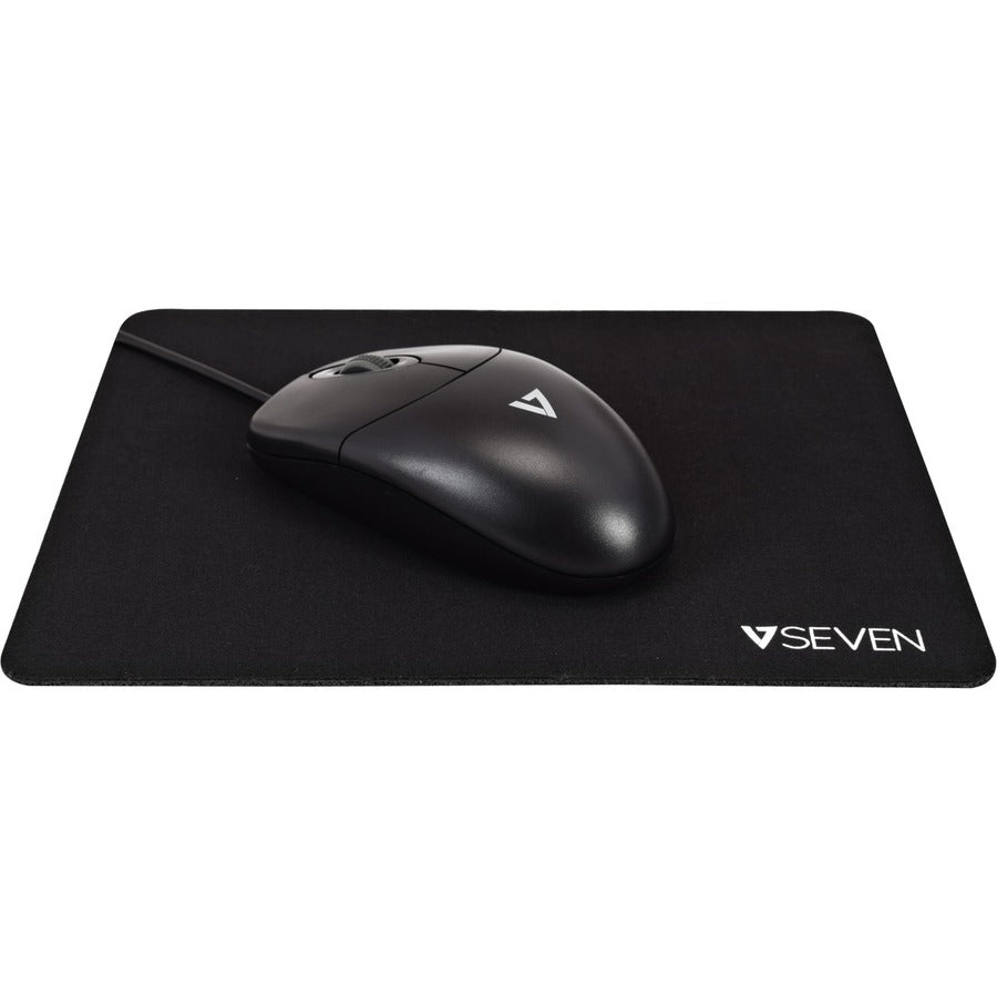 V7 Antimicrobial Mouse Pad Black, polymer treated surface, anti-slip base, anti-odor and stain MP02BLK