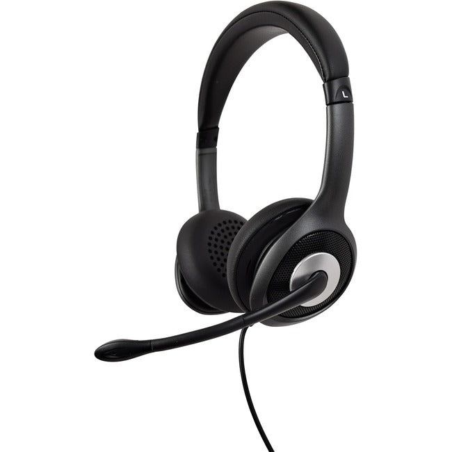 V7 USB-C Deluxe Headset with Noise Cancelling Mic, Volume Control, Digital Headset, Laptop Computer, Chromebook, PC - Black, Gray HU530C