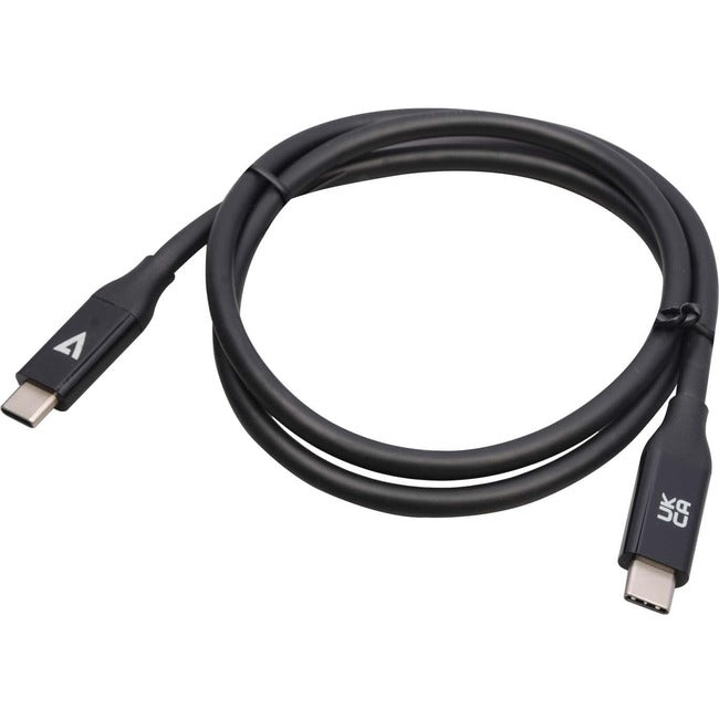 V7 USB-C Male to USB-C Male Cable USB4 40 Gbps 5A 0.8m/2.6ft Black V7USB4-80CM