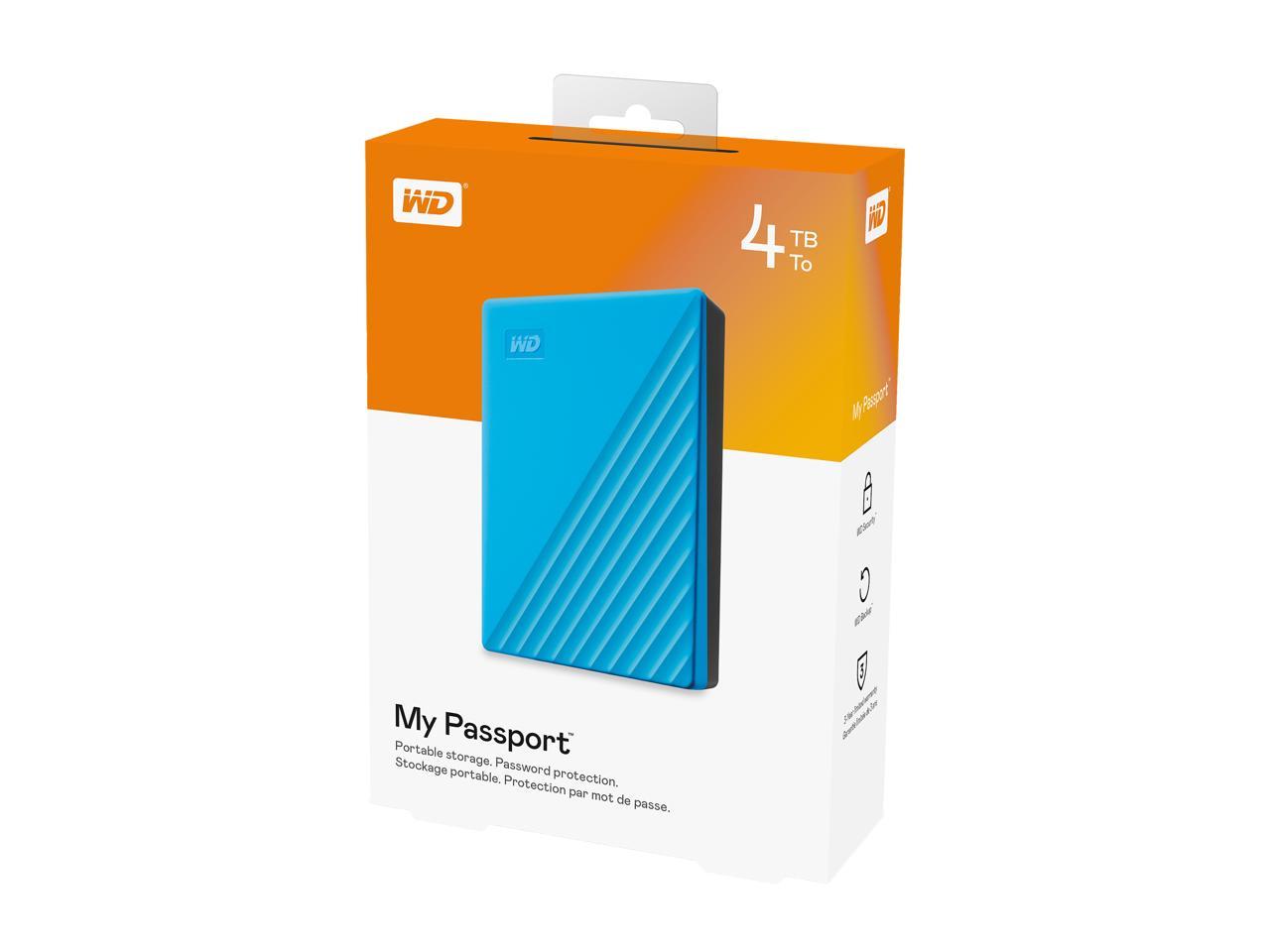 Wd 4Tb My Passport Portable Storage External Hard Drive Usb 3.2 For Pc/Mac Blue (Wdbpkj0040Bbl-Wesn)
