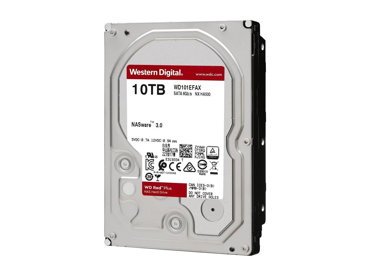 Wd Red Plus 10Tb Nas Hard Disk Drive - 5400 Rpm Class Sata 6Gb/S, Cmr, 256Mb Cache, 3.5 Inch - Wd101Efax