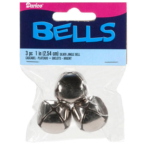 1 Inch Silver Jingle Bells 3 Pack