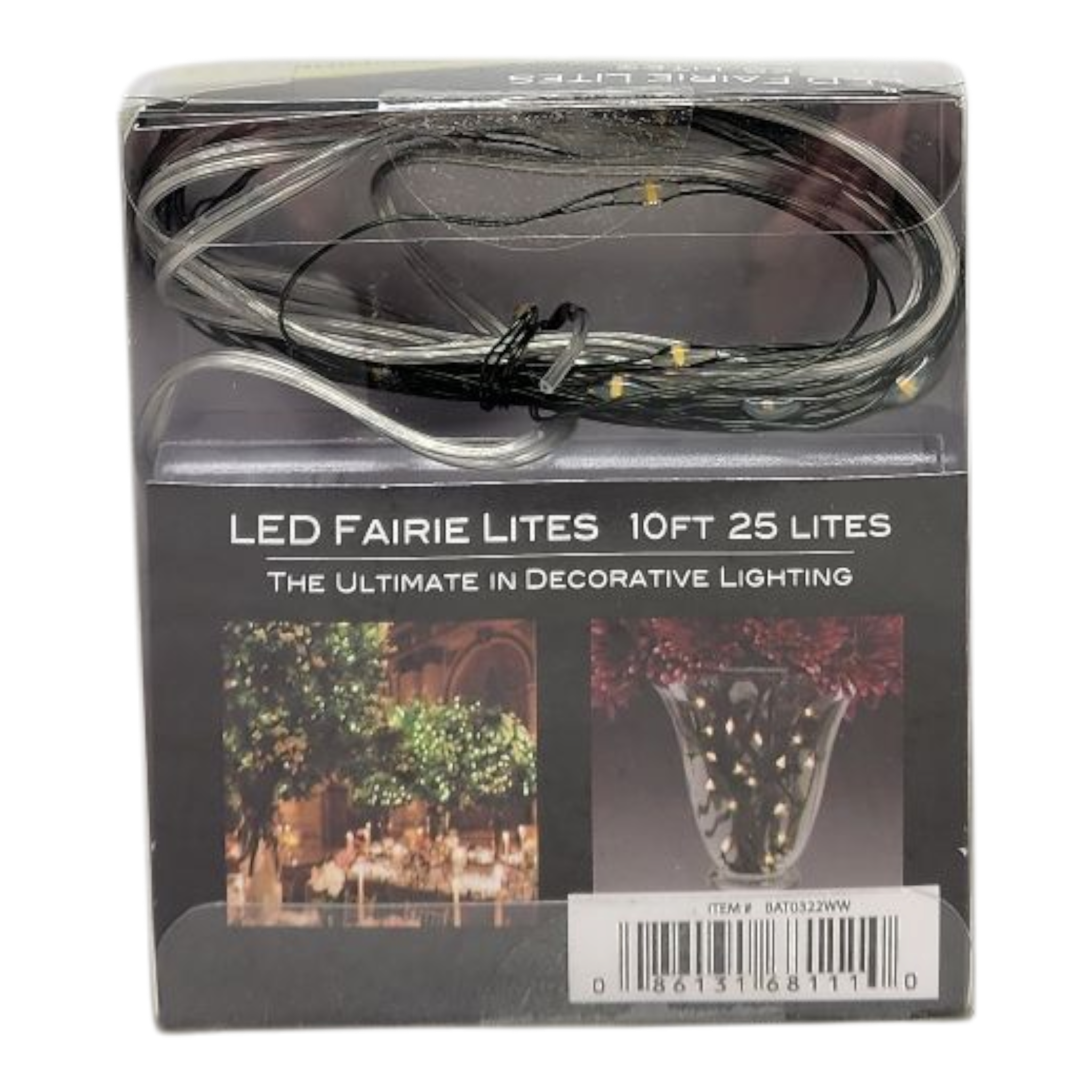 10' Battery Operated 25-Light Warm White Fairy LED Green Wire Light Set