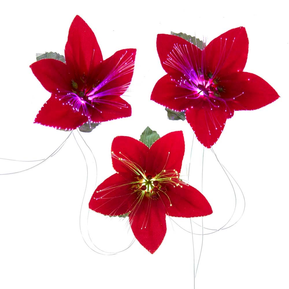 10-Light LED Fiber Optic Poinsettia Light Set