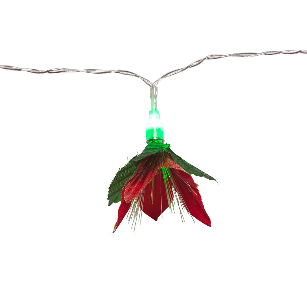 10-Light LED Fiber Optic Poinsettia Light Set
