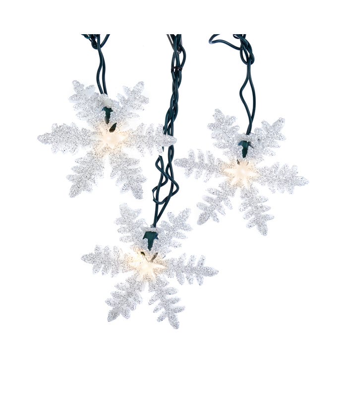 10-Light White Snowflake Light Set