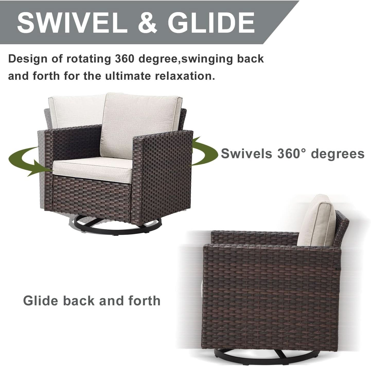10 Piece Outdoor Sectional Sofa Set with Swivel Chairs