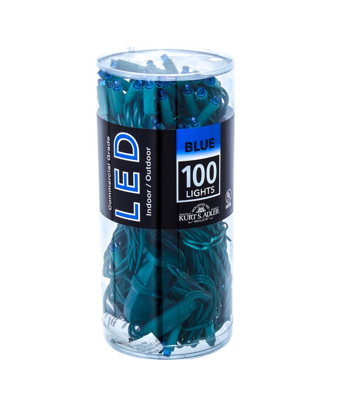 100-Light 5mm Blue LED Green Wire Light Set