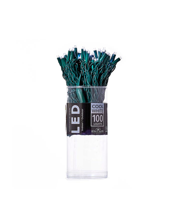 100-Light 5mm Cool White LED Green Wire Light Set