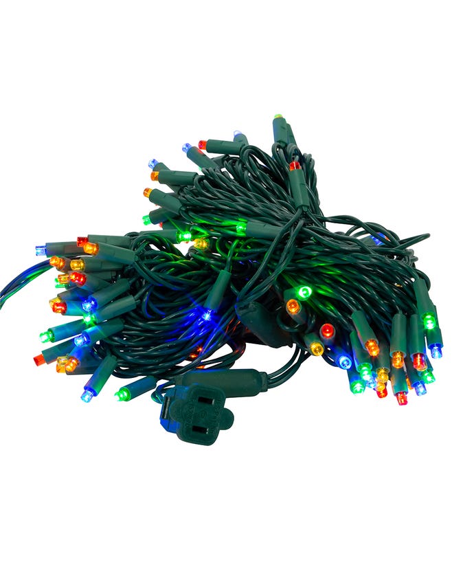 100-Light 5mm Multi-Color LED Green Wire Light Set