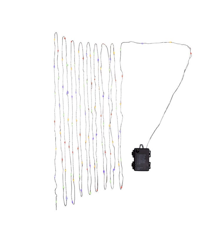 100-Light Battery-Operated Dual Color (Warm White and Multicolored) LED Silver Wire Light Set