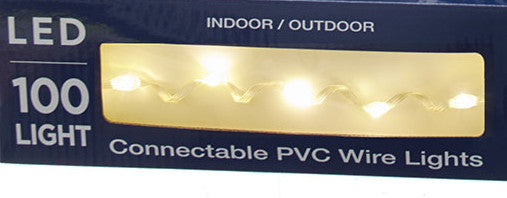 100-Light Warm White LED Connectable Clear Wire Light Set