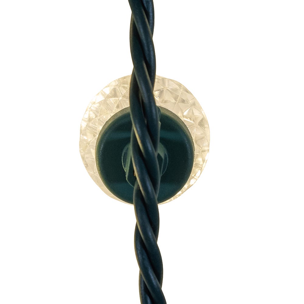 100-Light Warm White LED Faceted C9 Green Wire String Lights