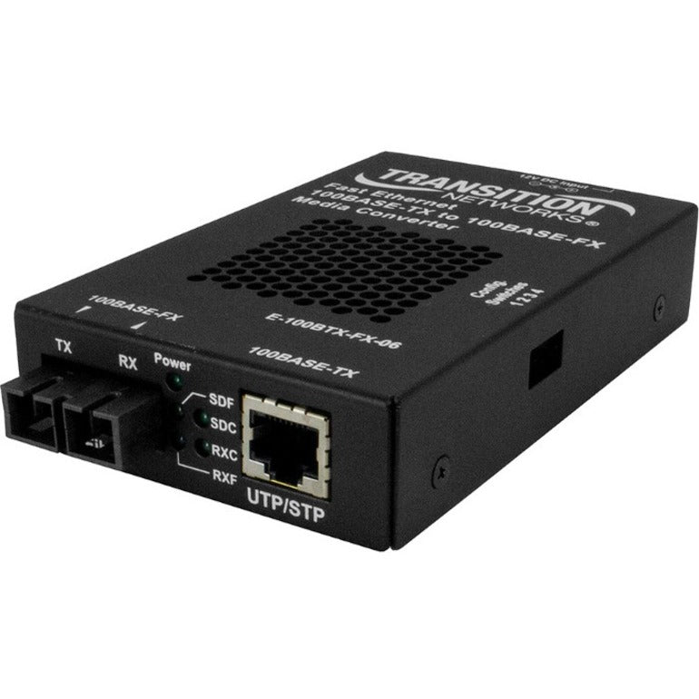 100Base-TX to 100Base-FX Media Converter - RJ45 to SC Fiber Solution | Transition Networks E-100BTX-FX-06(SC)-NA